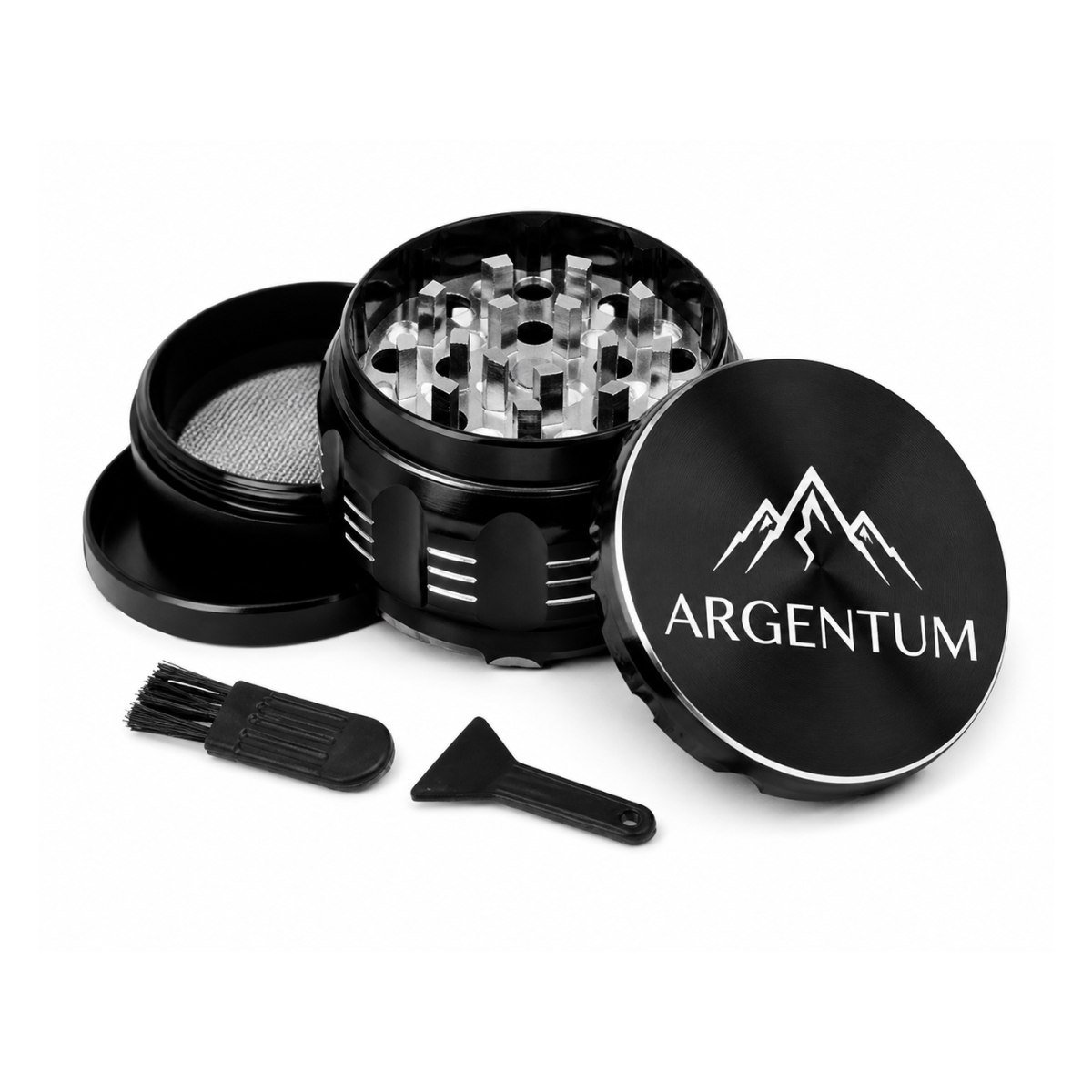 The milled grip ribs on the side of the ARGENTUM grinder body